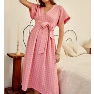 Hatch Coral and Pink Checkered Dress